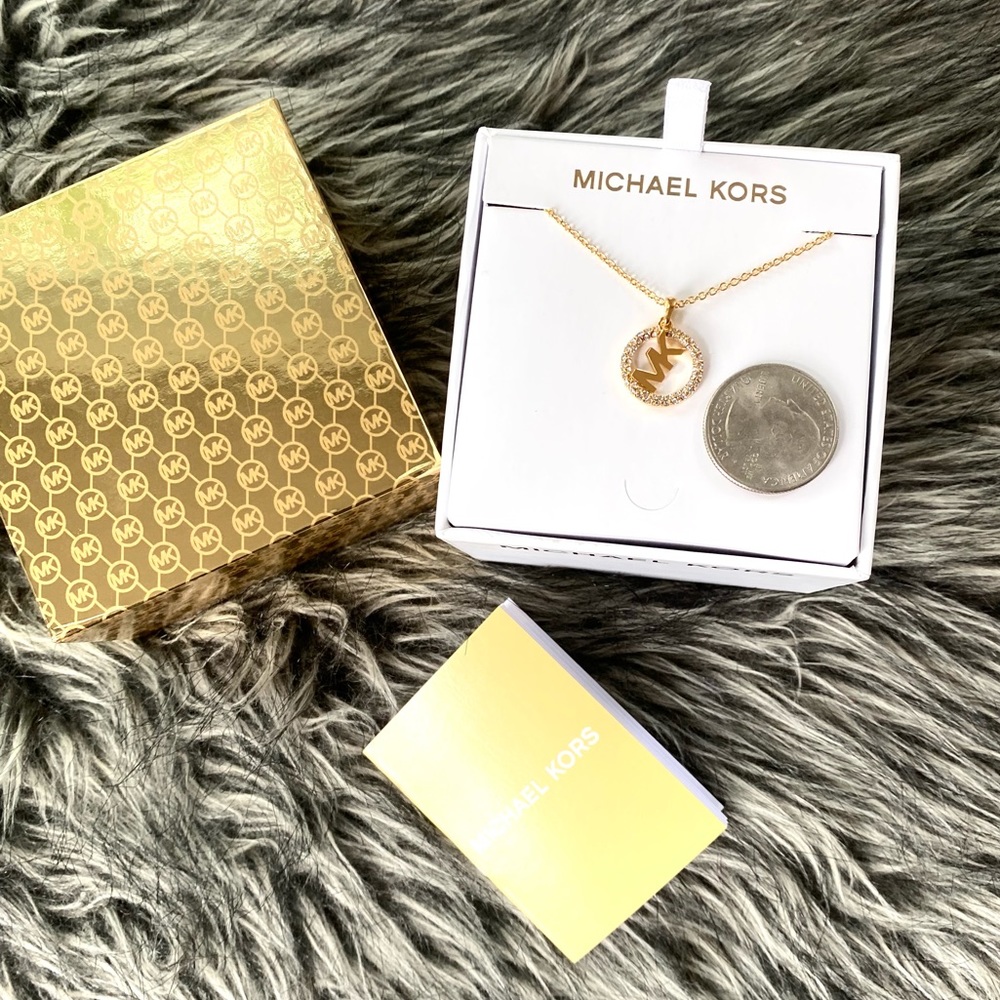 NWT authentic MK gold tone pave logo pendant - Picture 5 of 5